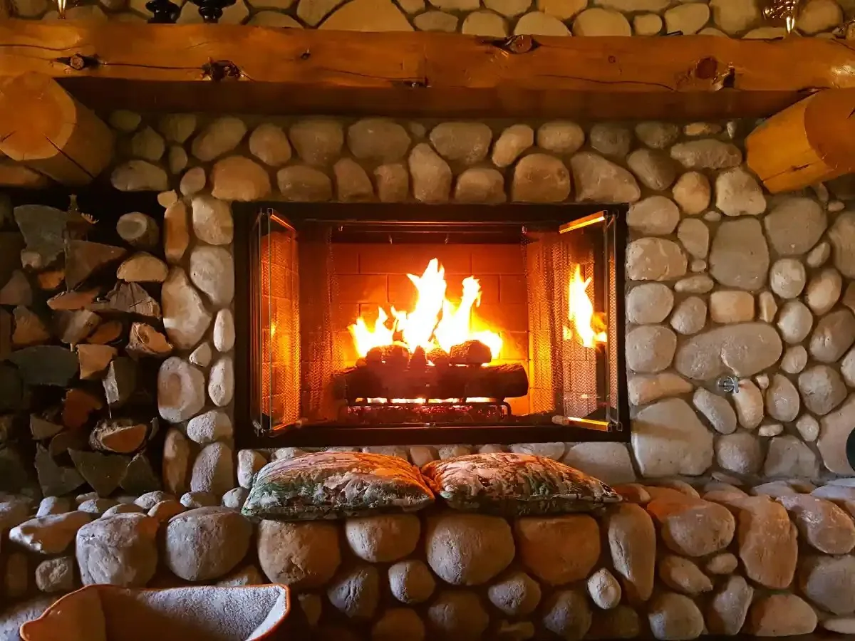 Finished fireplace in a living room