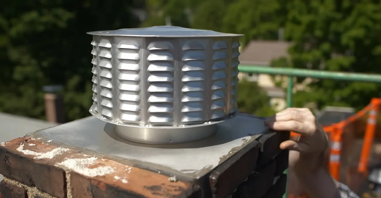Louvered cap on a metal chimney in Encinitas, CA
